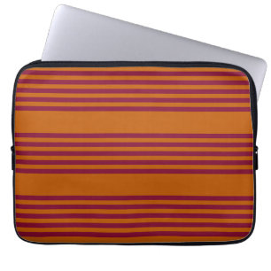 Burgundy red and burnt orange five stripe pattern. laptop sleeve