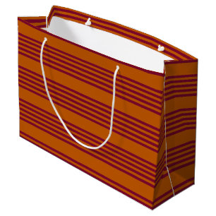 Burgundy red and burnt orange five stripe pattern. large gift bag