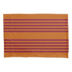 Burgundy red and burnt orange five stripe pattern. pillowcase