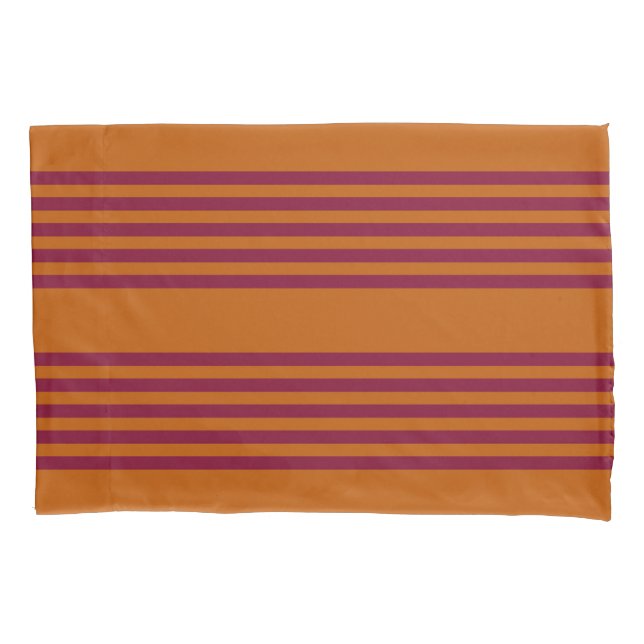 Burgundy red and burnt orange five stripe pattern. pillowcase (Front)