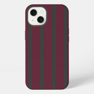 Burgundy red and charcoal five stripe pattern iPhone 13 case
