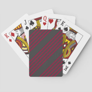 Burgundy red and charcoal five stripe pattern playing cards