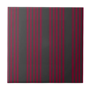 Burgundy red and charcoal five stripe pattern tile