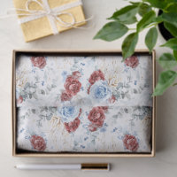 Burgundy Red and Dusty Blue Botanical Floral Chic