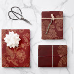 Burgundy Red and Gold Damask Christmas Wrapping Paper Sheet<br><div class="desc">Vintage burgundy red and gold damask gift wrap.</div>