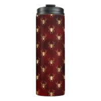 Burgundy Red and Gold Grunge Spider Pattern