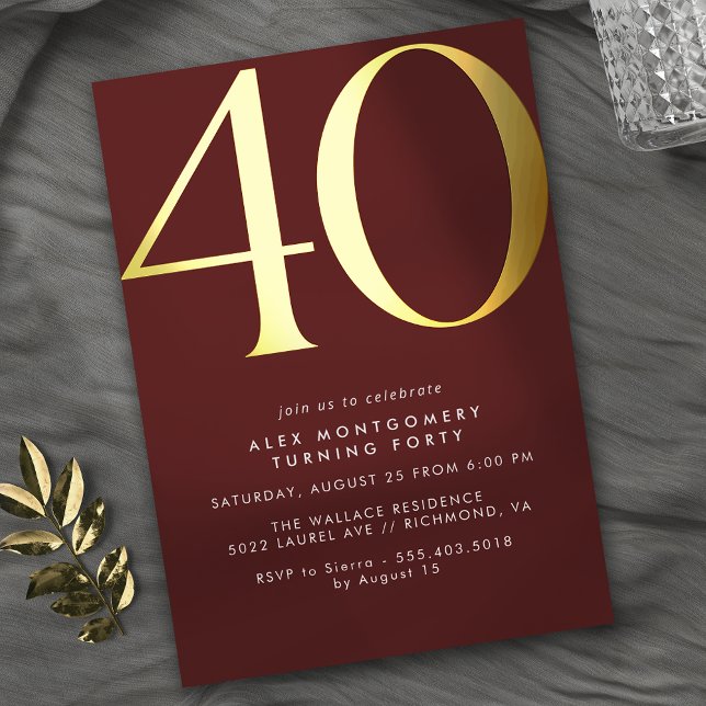 Burgundy Red and Gold | Modern Luxe 40th Birthday (Creator Uploaded)