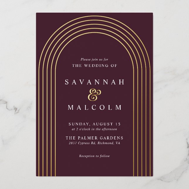Burgundy Red and Gold | Simple Elegant Wedding (Front)