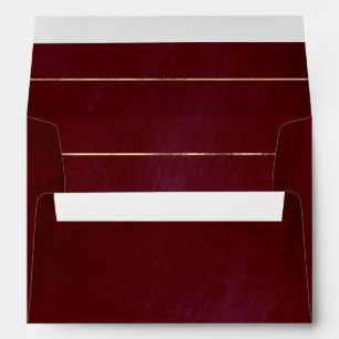 Burgundy Red and Gold Stripes Elegant Modern Envelope