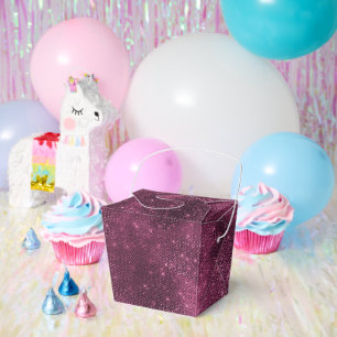 Burgundy Red and Silver Sparkle Favor Box