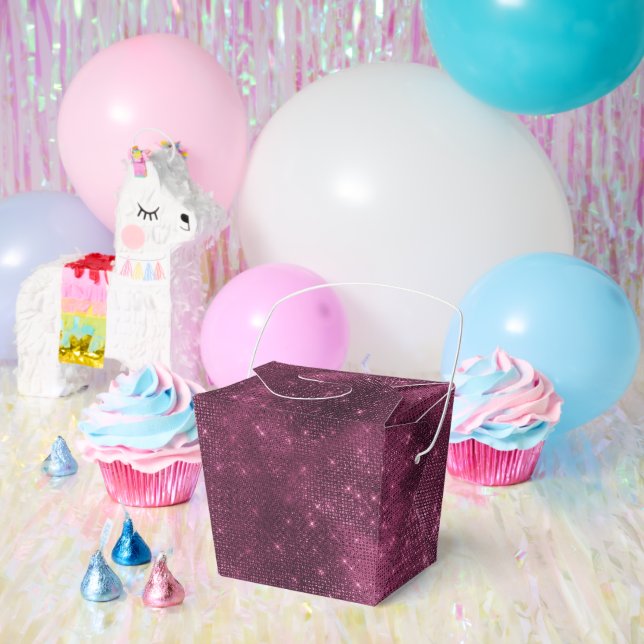Burgundy Red and Silver Sparkle Favor Box (Party)