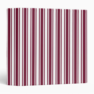 Burgundy red and white candy stripes binder