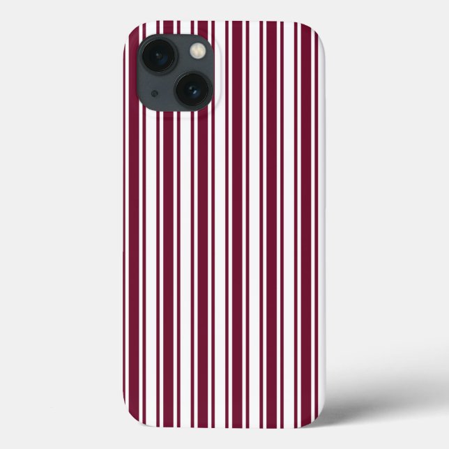 Burgundy red and white candy stripes Case-Mate iPh Case-Mate iPhone Case (Back)
