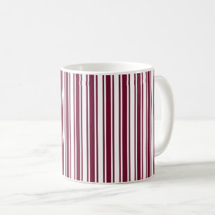 Burgundy red and white candy stripes coffee mug