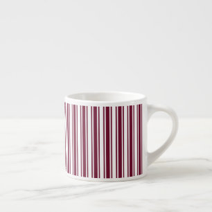 Burgundy red and white candy stripes espresso cup