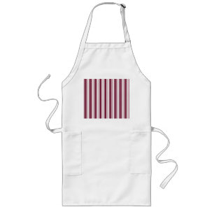 Burgundy red and white candy stripes long apron