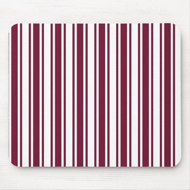 Burgundy red and white candy stripes mouse pad (Front)