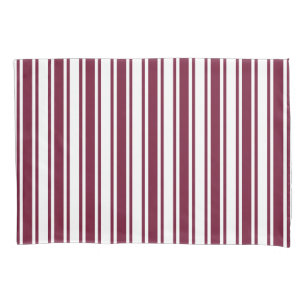 Burgundy red and white candy stripes pillowcase
