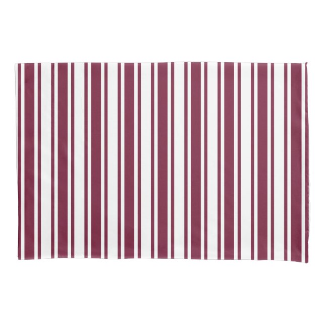 Burgundy red and white candy stripes pillowcase (Front)