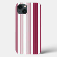 Burgundy red and white five stripe pattern