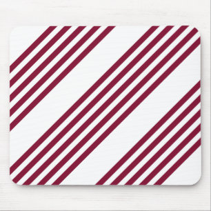 Burgundy red and white five stripe pattern mouse pad