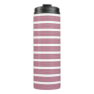 Burgundy red and white five stripe pattern thermal tumbler