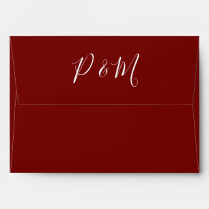 Burgundy Red and White Minimalist Wedding  Envelope