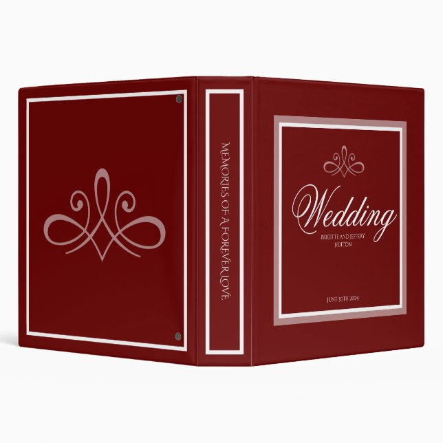 Burgundy red and white photo album 3 ring binder (Background)