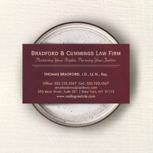 Burgundy Red Attorney Law Office Business Card