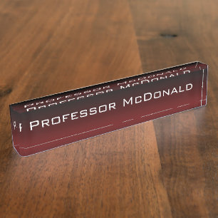 Burgundy red black fade custom desk nameplate