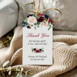 Burgundy Red Blue Floral Wedding Favour Thank You Gift Tags<br><div class="desc">Customize this "Burgundy Red Blue Floral Wedding Favour Thank You Gift Tag" to add a special touch. It's a perfect addition to match your colours and styles.</div>