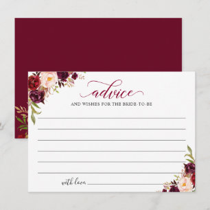 Burgundy Red Blush Floral Advice and Wishes Card