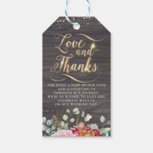 Burgundy Red Blush Floral Rustic Fall Thank You Gift Tags