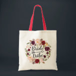 Burgundy Red Blush Floral Wreath Bride Tribe Tote Bag<br><div class="desc">Burgundy Red Blush Floral Wreath Bride Tribe Tote Bag. 
(1) For further customization,  please click the "customize further" link and use our design tool to modify this template.
(2) If you need help or matching items,  please contact me.</div>