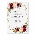 Burgundy red & blush geometric wedding sign