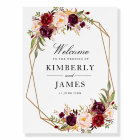 Burgundy red & blush geometric wedding sign