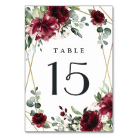 Burgundy Red Blush Gold Geometric Greenery Wedding