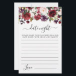 Burgundy Red Blush Pink Floral Date Night Card<br><div class="desc">A beautiful burgundy red and pink rose floral border tops this Date Night card. Coordinates with the Rosely Bridal Shower Collection.</div>