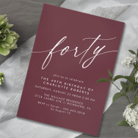 Burgundy Red | Bold Dark Maroon 40th Birthday