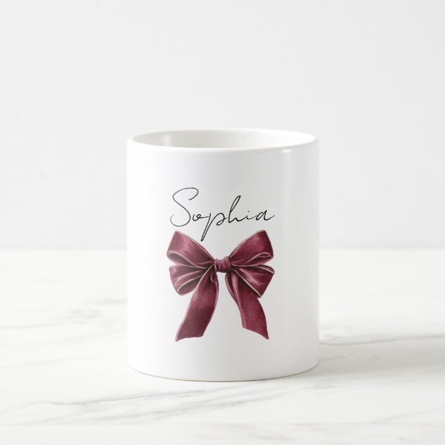 Burgundy Red Bow Coffee Mug (Center)