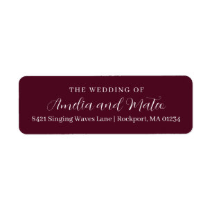 Burgundy Red Calligraphy Mariage Retour Adresse La