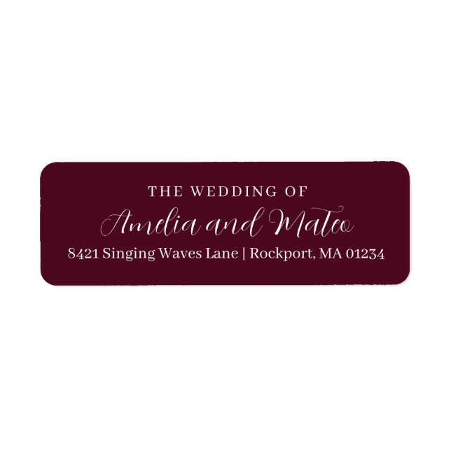 Burgundy Red Calligraphy Mariage Retour Adresse La (Devant)