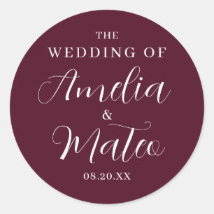 Burgundy Red Calligraphy Wedding Envelope Seal