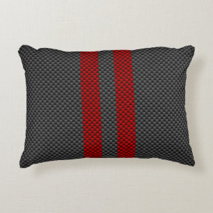Burgundy Red Carbon Fibre Like Racing Stripes Accent Pillow