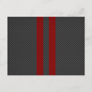 Burgundy Red Carbon Fibre Like Racing Stripes Postcard