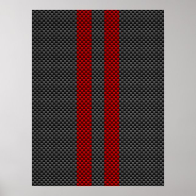 Burgundy Red Carbon Fibre Like Racing Stripes Poster (Front)