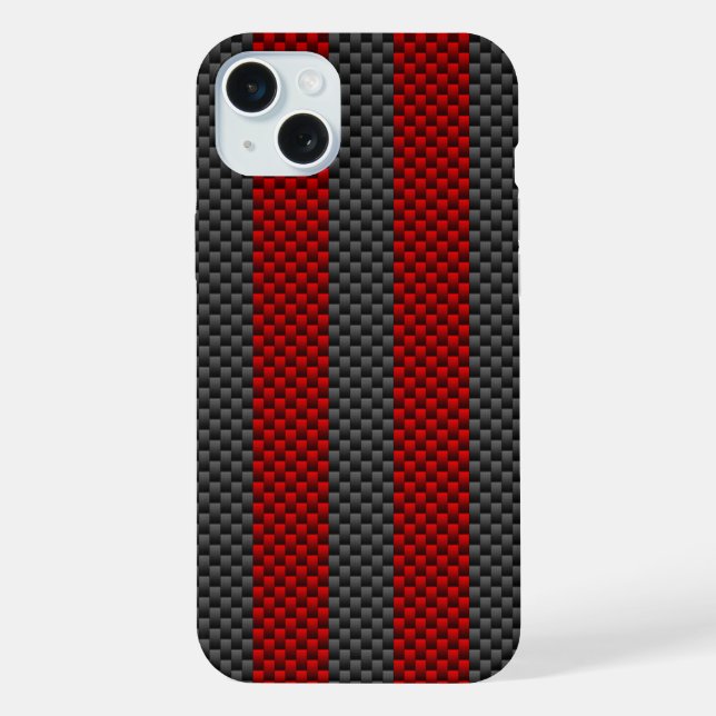 Burgundy Red Carbon Fibre Style Racing Stripes iPhone Case (Back)