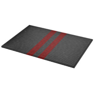 Burgundy Red Carbon Fibre Style Stripes Cutting Board