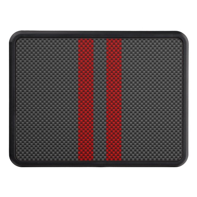 Burgundy Red Carbon Fibre Style Stripes Trailer Hitch Cover (Front)