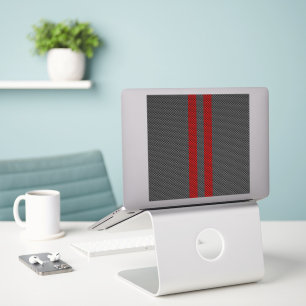 Burgundy Red Carbon Style Racing Stripes Decor